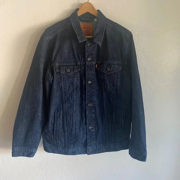 Levi's Denim Trucker Jacket Classic Fit Dark Wash Jean Jacket XL EUC